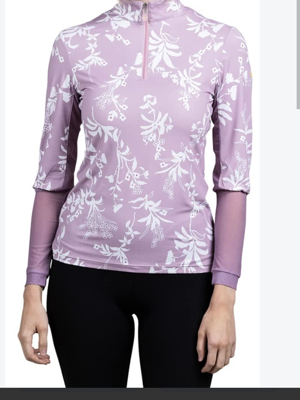 Kastel Denmark Equestrian Women’s Floral Half-Zip Long Sleeve Top in Lavender